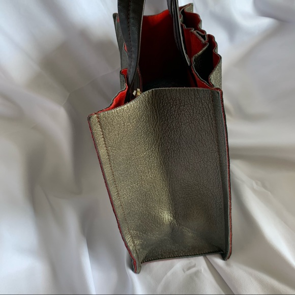 BALLY Brown Metallic Medium Leather Tote - Picture 4 of 11